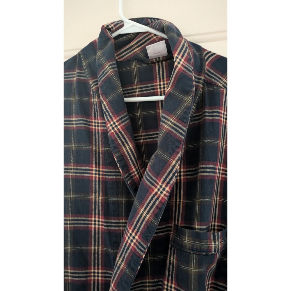 Vintage Brooks Brothers Plaid Cotton Long Robe, Pockets & Interior Tie, No Belt - Picture 3 of 12